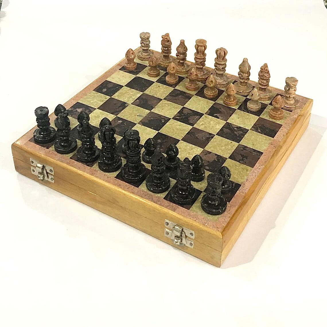 Handmade Marble Wooden Chess Set Chrsitams Gift For her