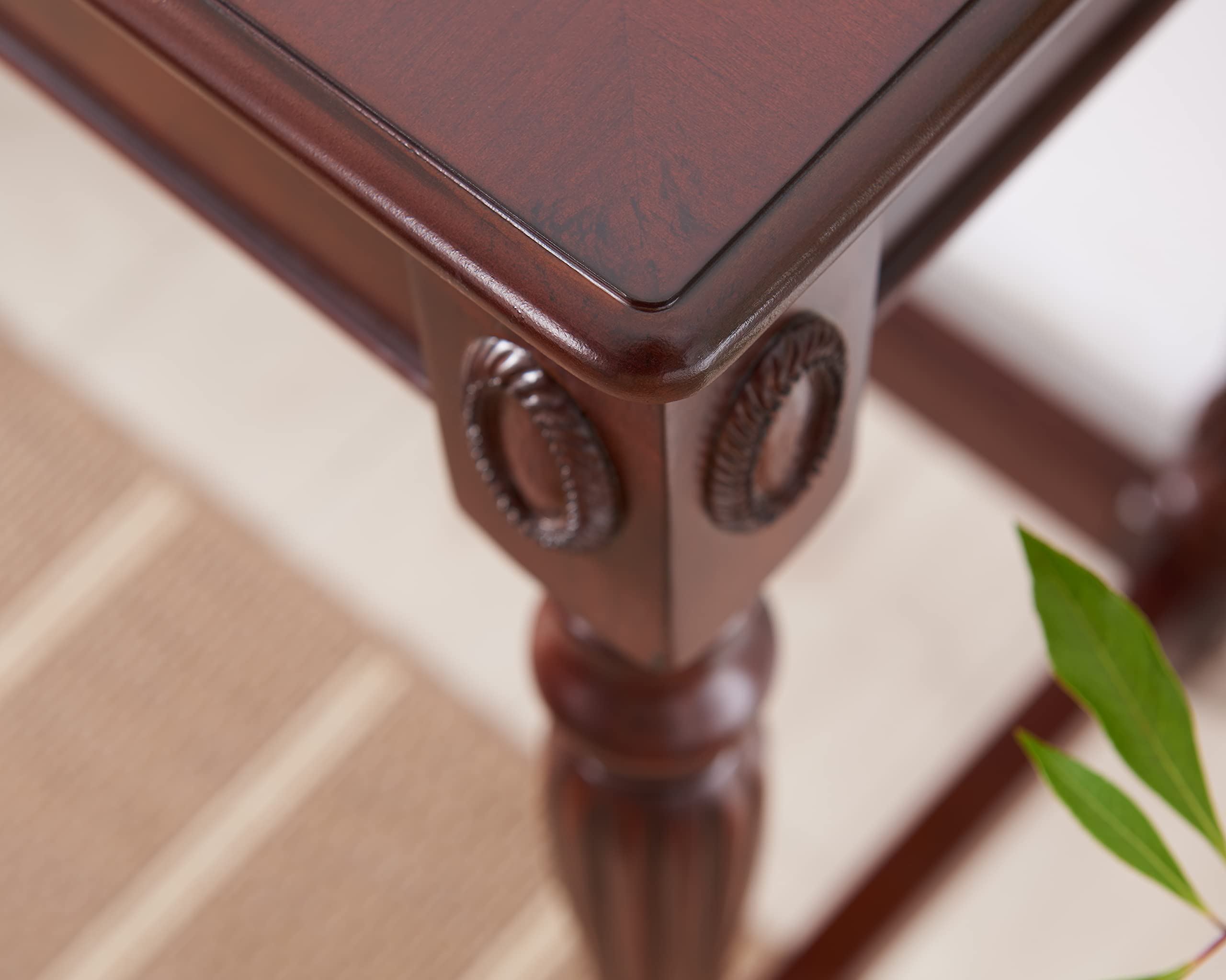 JESONVID Solid Wood Computer Writing Desk with 2 Big Drawers 39.4" Wide Home Office Desk Workstation Small Rustic Study Table Furniture in Cherry for Home Office Bedroom Living Room, SSZ-1533WD