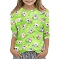 thumbnail image 3 of Grblisyd Girls Shirts 3/4 Length Sleeve Cute Animal Print Graphic Tops Crewneck Kids Casual Basic Loose Tee 7-8Y, 3 of 6