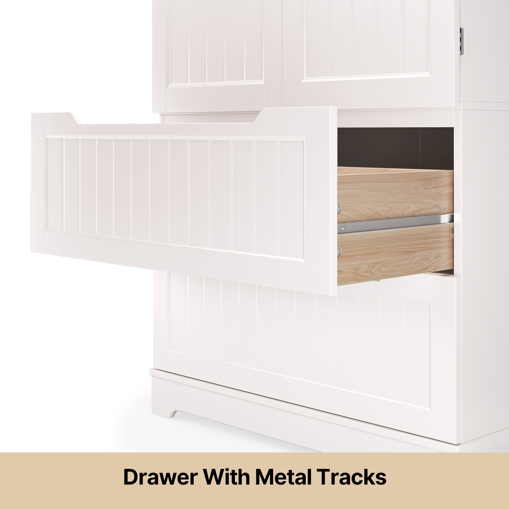 Pantry Cabinet, Lofka 63" Kitchen Pantry Storage Cabinet with Magnetic Doors and 9 Shelves, White