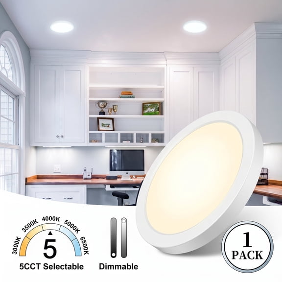 7/12 Inch LED Flush Mount Ceiling Light,  Dimmable with 5 Color Temperatures, Modern Fixture for Kitchen, Bedroom and Hallway