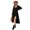 Black, variant on Women's Tie Front Long Sleeve Slit Dress 100% Polyester Fabric Belted Sheer Panel for Elegant Evening Party Look