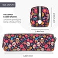 thumbnail image 3 of Cauagu Apricot color Skull flower Print Leather Pencil Pen Case - Stationery Bag Portable Stationery Bag Big Capacity Pencil Pouch Cosmetic Organizer Bag for Men & Women, 3 of 7