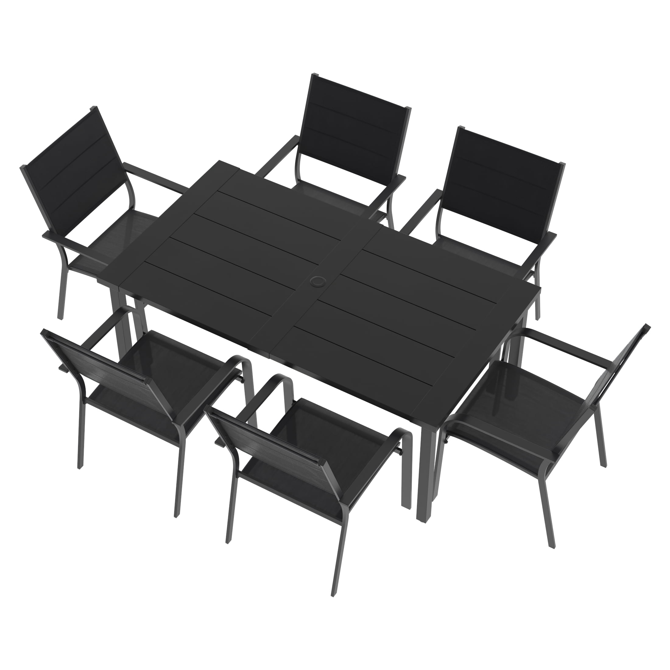 Ensemble table et chaises 7 pièces pour patio Cobble Hill Mainstays - Noir Anti-intempéries, UV et décoloration