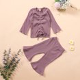 thumbnail image 3 of Youmylove Kids Pajamas Baby Solid Knitted Drawstring Romper Tops Pants Pajamas Sleepwear Sets, 3 of 8