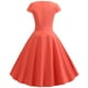 thumbnail image 4 of Puntoco Vestido De Manga Corta Con Cuello En V, Mujer Verano Color Liso Sandía Rojo M, 4 of 6