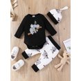 thumbnail image 3 of Elippeo Infant Boys Outfits 3M 6M 9M 12M 18M Koala Print Long Sleeve Crew Neck Romper Elastic Waist Long Pants Hat 3Pcs Clothes Set, 3 of 10