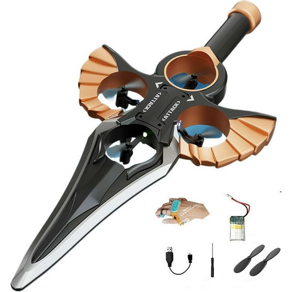 Flying Sword RC Glider, RC Controlled with Autopilot & Gyro Stabilizer, 3-Speed Stunt Plane, Easy to Fly RC Glider Outdoor Toy for Adults & Teens (Black Gold-Colored Watch Model)