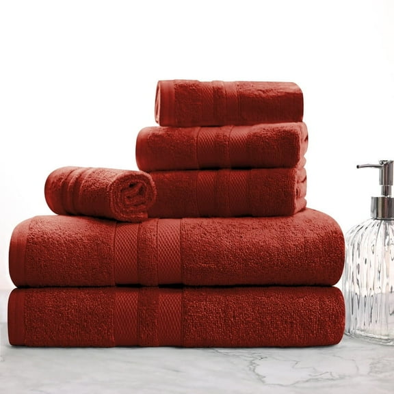 BNM Ultra-Soft Cotton 6 Piece Assorted Towel Set, Maroon