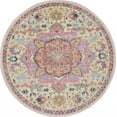 thumbnail image 1 of homeroots home decor 385591 5’ Round Ivory and Pink Medallion Area Rug, 1 of 1