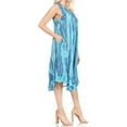 thumbnail image 4 of Sakkas Nora Sleeveless Embroidered Short Tie Dye Caftan Dress / Cover Up - 2-PacificBlue - One Size, 4 of 5