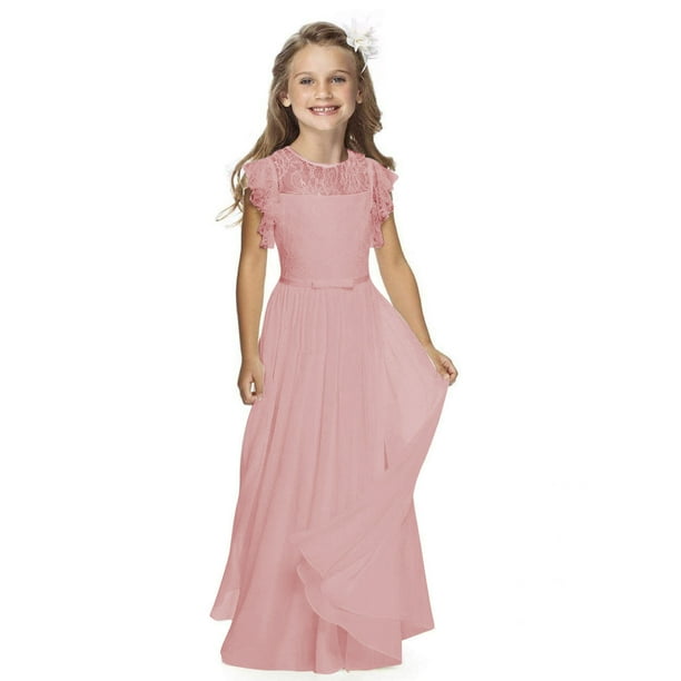 Ropa infantil, vestidos de novia para niños, vestidos de princesa de gasa con encaje para cumpleaños de niñas