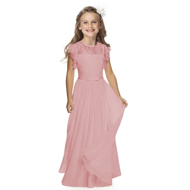 Ropa infantil, vestidos de novia para niños, vestidos de princesa de gasa con encaje para cumpleaños de niñas