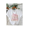 thumbnail image 1 of Women's Short sleeve T-shirt in pink - stylish book overlay with bow print, pure cotton, round neck casual spring/summer top Womenswear embroidered, 1 of 6
