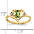 thumbnail image 3 of 14K Yellow Gold Peridot And Diamond Heart Ring (Size 7) Made In India xbs497, 3 of 5