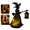 Black Battery Powered, variant on Halloween Witch Figurine Lamp, 6.3in Resin LED Table Night Light, USB Powered Black Gothic Shelf Decor, Party Outdoor Decor