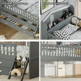 thumbnail image 5 of Twin Size Montessori Floor Bed with 4 Drawers, Low Wooden Platform Bed with Guardrail Headboard & Ladder, Playhouse Bedframe for Girls Boys, No Box Spring Needed, Easy Assembly, Gray, 5 of 8