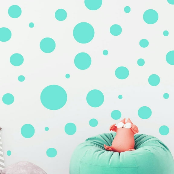 Mint Green Polka Dot Wall Decals Wall Decor Stickers Cool Mint Color for Kids Rooms (63 )Total Wall Dots 1"-6.5"