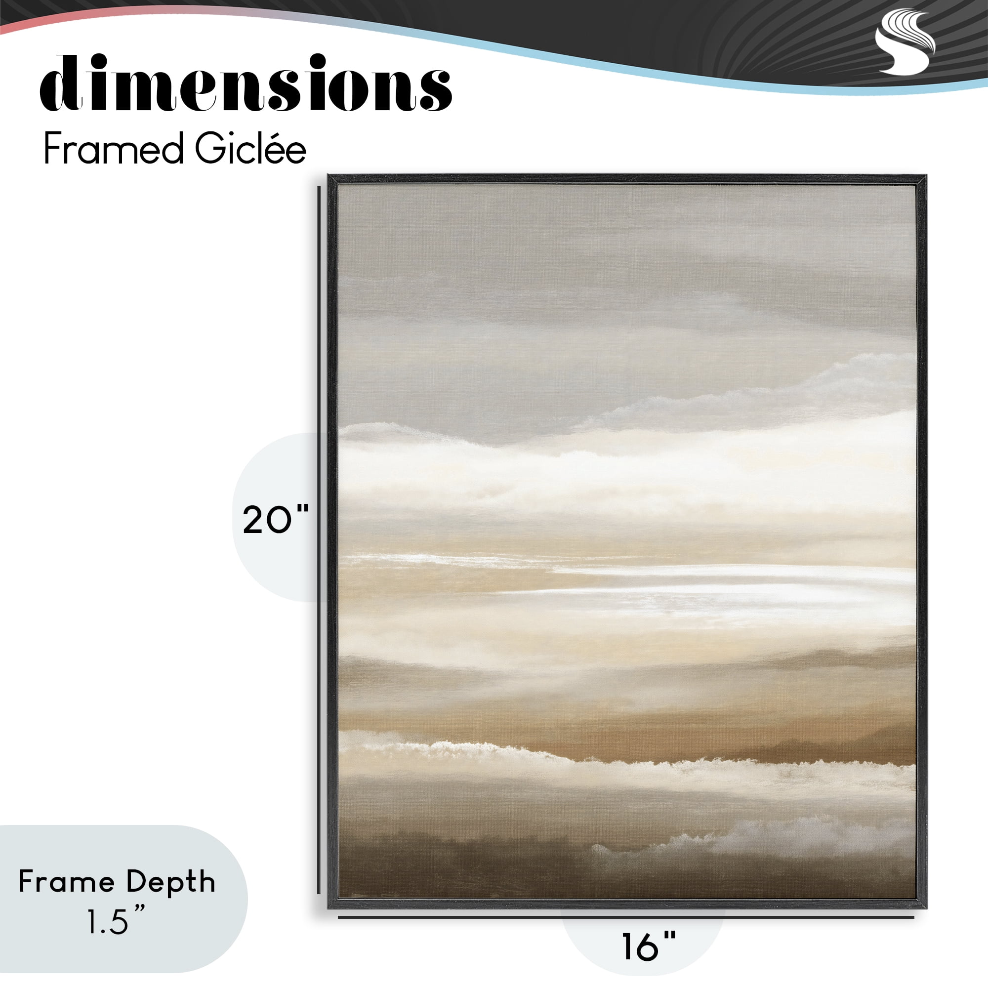 Stupell Industries The Horizon Serene Cloud Layers Black Framed Giclee Art, design by Ink Drop Loft