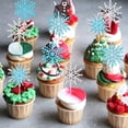 thumbnail image 2 of 12 insertos for pastel de Navidad con copos de nieve azul plateado, 2 of 3
