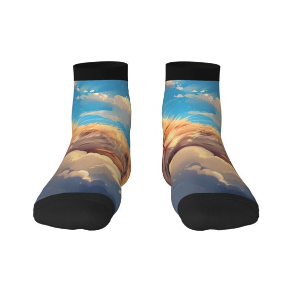 Pofeuu Cloud Sleeping Cat Print 30cm Socks, Adult Running Hiking Socks for Youth and Adult