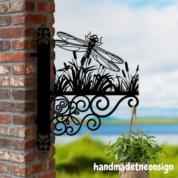 Handmadetneonsign Dragonfly Hanging Bracket, Dragonfly Hanging Basket, Hanging Bracket For Garden 042289