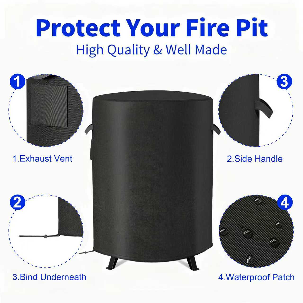 Ninja Fireside 360 Outdoor Heater & Fire Pit, Waterproof Firepit Covers Round,24" D x 29" H