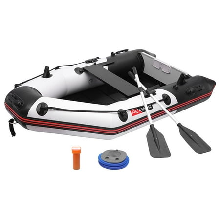 PEXMOR 7.5ft Inflatable Dinghy Boat 0.9mm PVC Sport Tender Fishing Raft Dinghy with Trolling Motor Transom,Full Floor and Fishing Rod Holders - Fit 1 People (Black (Best Rod Holders For Trolling)