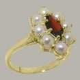 thumbnail image 2 of LBG British Made 18k Yellow Gold Natural Garnet & Cultured Pearl Womens Promise Ring - 33 size options - Size 6, 2 of 5