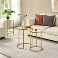 thumbnail image 2 of Round Nesting End Table Set of 2, Sofa Side Table with Metal Frame and Glass Top, 2 of 8