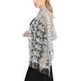 thumbnail image 4 of Qarigey Bufanda bordada Vestido de noche Mantón Moda Novia Dama de honor Brillo Lentejuelas Boda Capa Chales Ropa Envolturas Damas Ropa, zapatos y accesorios Miscelánea Plata clara Por encima de 175cm, 4 of 5