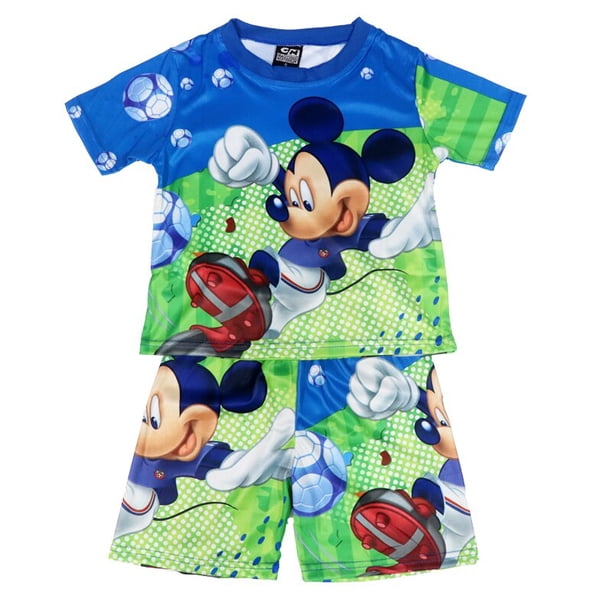 Disney 2023 New Boys Sets Mickey Mouse Short Sleeve Kids Clothes Summer Cartoons Children's Pajamas Outfits Casual Fashion 3-8Y6T Gao Jinjia LED
