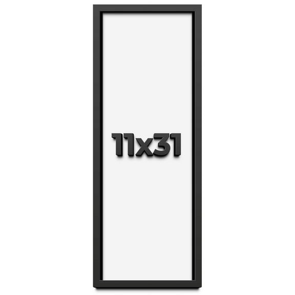 11x31 Shadow Box Frame Black | 1 inches Deep Real Wood Contemporary Shadowbox Display Frame | UV