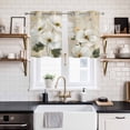 thumbnail image 2 of 2 Panels Kitchen Tier Curtains 39 Inch Length, White Peony Grommets Window Treatment Curtain, Retro Floral Butterfly Botanical Farmhouse Beige Thermal Curtains Drapes for Living Room/Bathroom, 2 of 9