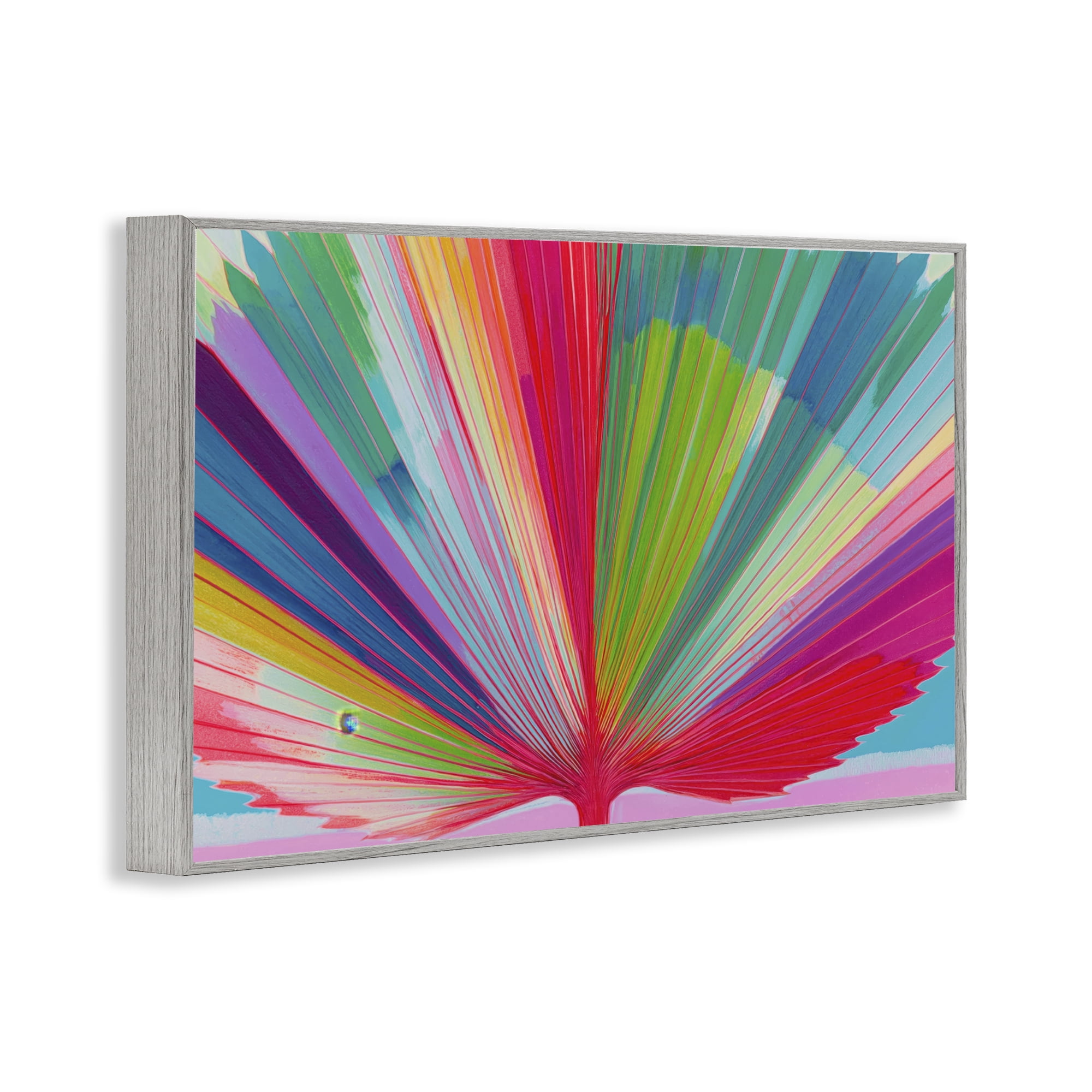 Stupell Industries Palm Fan In Spectrum Gray Framed Giclee Art, design by Chromatic Storm Studio