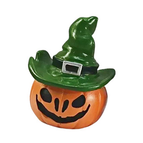 Figura de calabaza en miniatura, adorno de escritorio, regalo, estatua de resina, artesanía, accesorios para fotos Sombrero verde