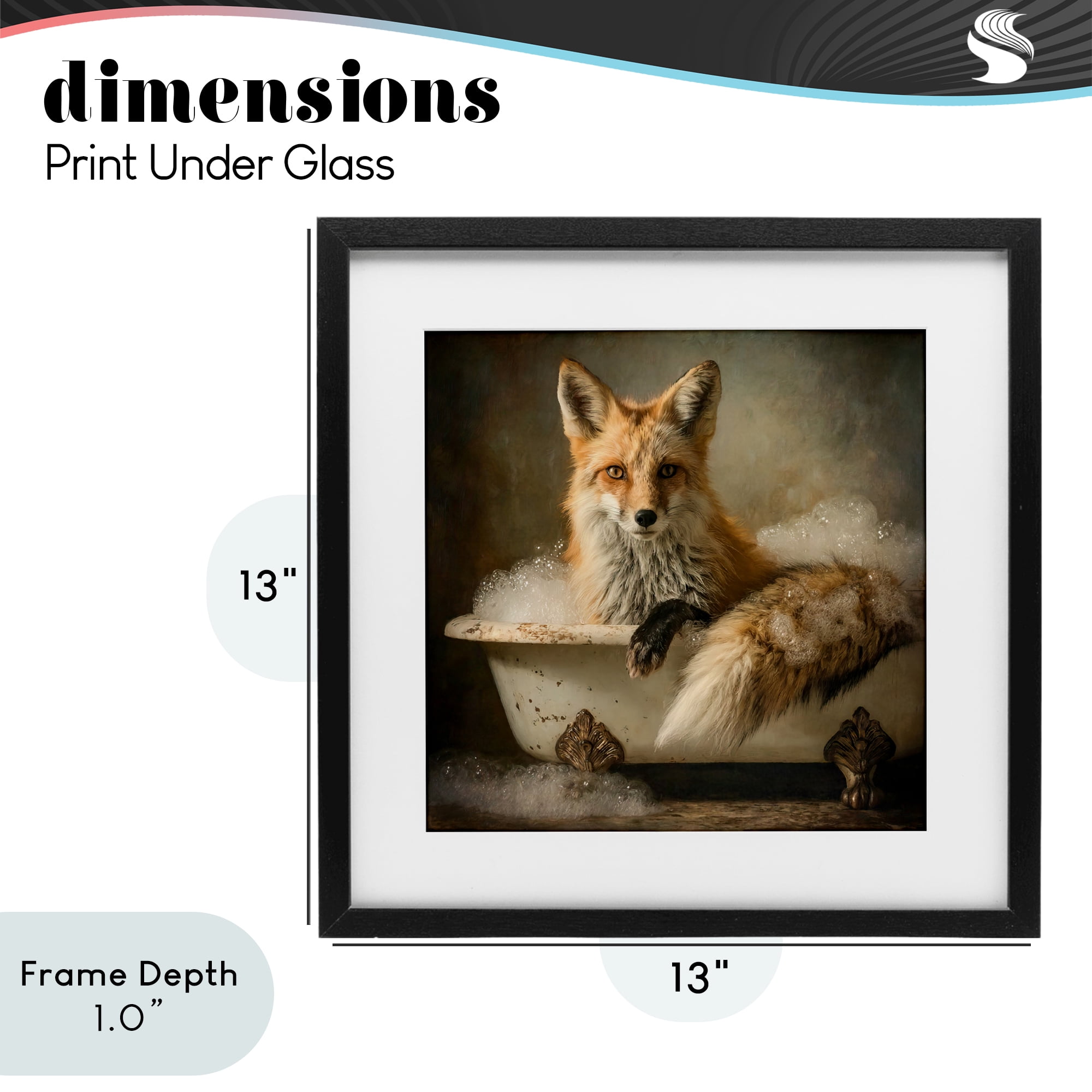 Stupell Industries Red Fox Bubble Bath Black Framed Print Under Glass, design by Tina LeCour