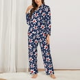 thumbnail image 2 of Honeii Daisy Flowers print Women's Pajama Sets Long Sleeve Button Down Sleepwear Nightwear Soft Pjs Lounge Sets-XX-Large, 2 of 7