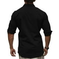 thumbnail image 3 of LNWUY Men's Solid Casual Cotton Linen Shirts Comfortable and Breathable Long Sleeve Button down Shirt Band Collar Beach Shirts Black L, 3 of 8
