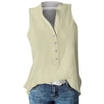 thumbnail image 2 of HIMIWAY Summer Hot Shirts for Women Ladies Fashion Casual Formal Versatile Solid Color Button Sleeveless Top Shirt, 2 of 5