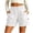 White, variant on Bloomae Bermuda Shorts for Women High Waisted Linen Dressy Casual Shorts Elastic High Waist Pleated Wide Leg Summer Button Decor Short Pants with Pockets