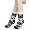 thumbnail image 5 of Slipper Socks for Women with Gripper - Winter Non Slip Thick Fuzzy Socks - Warm Cozy Christmas Gift C-christmas Red Christmas Blue Deer -3 Pair One Size, 5 of 6