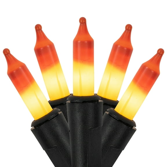 Northlight Candy Corn Mini Halloween Light Set Yellow and Orange 9.5' Black Wire - 50ct