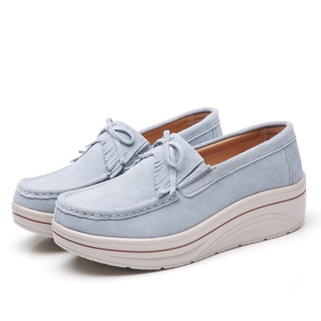 

Women s Slip On Platform Shoes Suede Comfortable Loafers Moccasins Wedge Female Sneakers