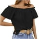 thumbnail image 1 of Camisas de Color Sólido para Mujeres Blusas de Hombro con Mangas Cortas Plisadas, Camisas de Verano Ligeras para Ocasional Y Fiesta, 1 of 7