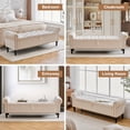 thumbnail image 4 of Aemeios 67" Linen Storage Bench Upholstered Button-Tufted End of Bed Storage Ottoman Benches with Arms for Entryway Cloakroom, Beige, 4 of 9