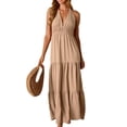 thumbnail image 2 of YABCSAZ Women's Maxi Dress Summer Casual Floral Printed Sleeveless Sundress V Neck Wrap Vacation Cocktail Long Dresses with Pockets, 2 of 7