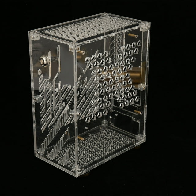 Mini ITX Case, 4.3L Capacity Clear Side Panel with 360 Degree Hollowed Holes Supported 2 X 2.5 Inch SSD, for Game Office