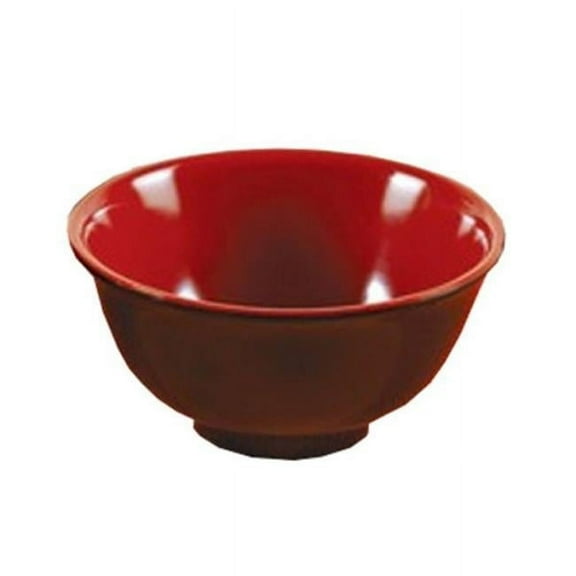 Yanco CR-130 8 oz Two-Tone Rice Bowl, Black & Red - 4.5 in. - Pack of 48