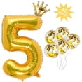 thumbnail image 3 of SUNFICON 40 Inches 5 Number Balloon, Giant Gold Digit Helium Foil Balloons,1 Gold Crown Balloon, 5 Confetti Balloons for Birthday Wedding Anniversary New Year Party Decorations, 3 of 6